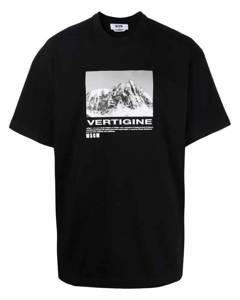 MSGM T-Shirt mit grafischem Print - Schwarz Schwarz