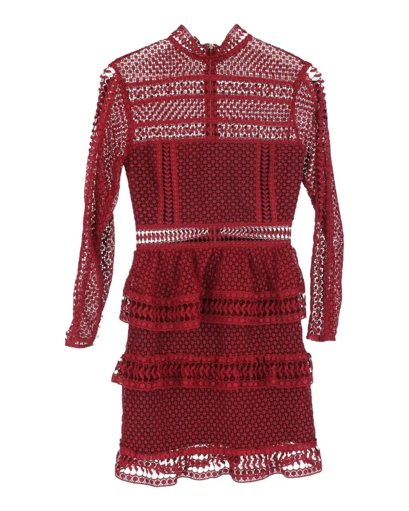 Self-Portrait lace long-sleeve dress - Rot Rot