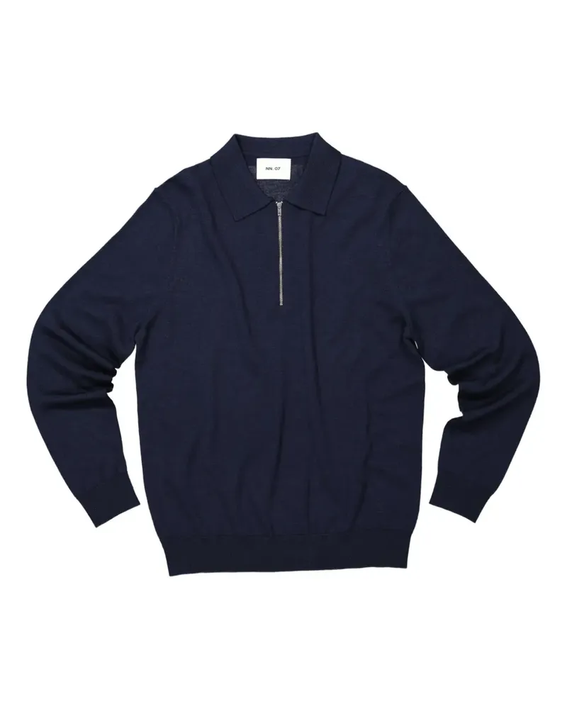 NN 07 Polo-Pullover mit Reißverschluss - Blau Blau