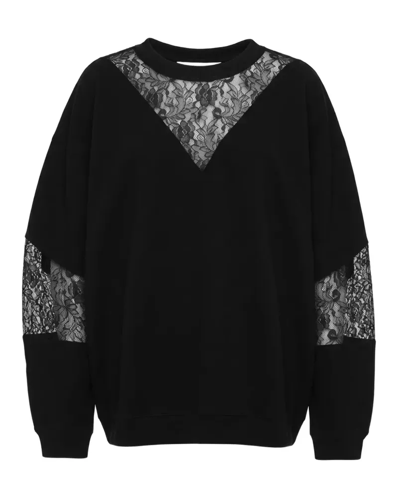 ALMAZ lace-panelled hook-fastening sweatshirt - Schwarz Schwarz
