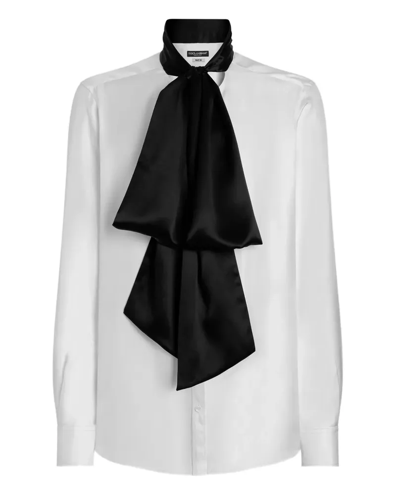 Dolce & Gabbana Hemd mit Schleifenkragen - Weiß Weiß