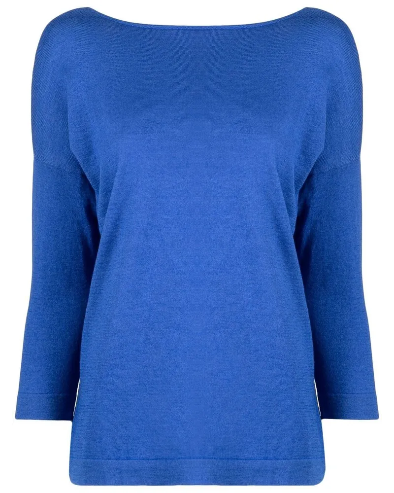 Wild Cashmere Pullover mit V-Rückenausschnitt Blau