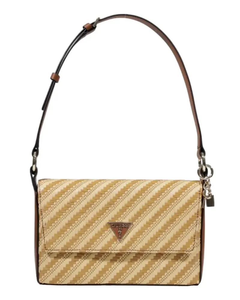 Guess mini Simona diagonal-stripe shoulder bag - Nude Nude