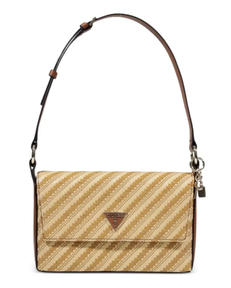 Guess mini Simona diagonal-stripe shoulder bag - Nude Nude