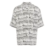 Reverskragen-Hemd mit Zeitungs-Print