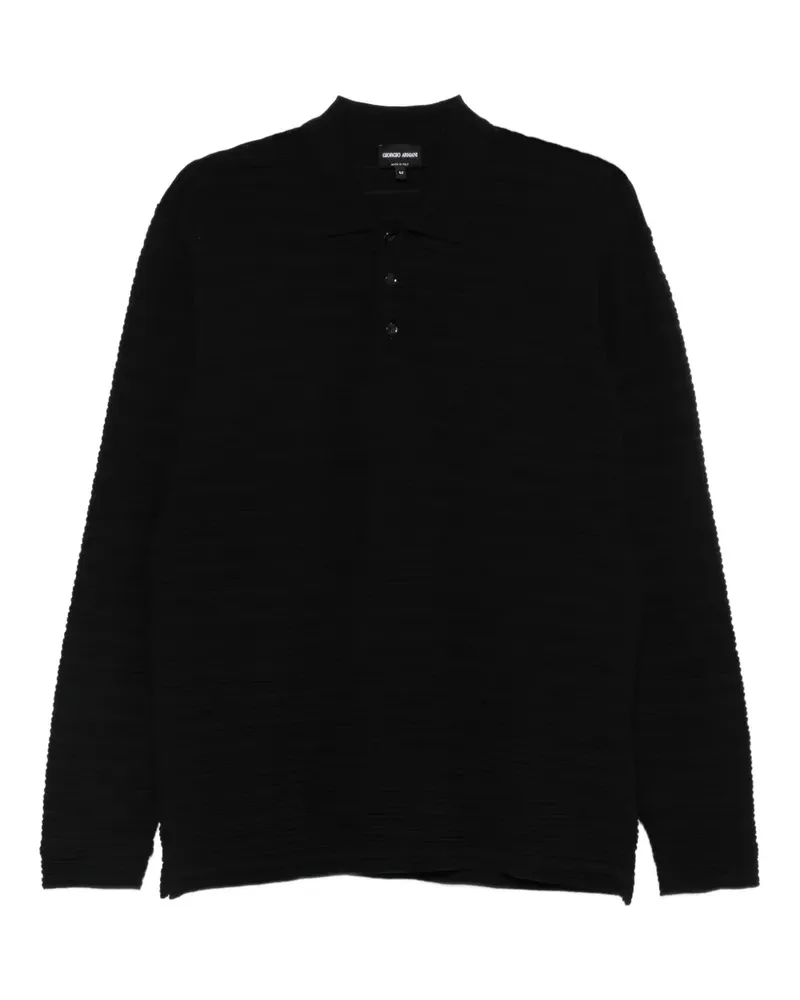 Giorgio Armani Geripptes Poloshirt - Schwarz Schwarz