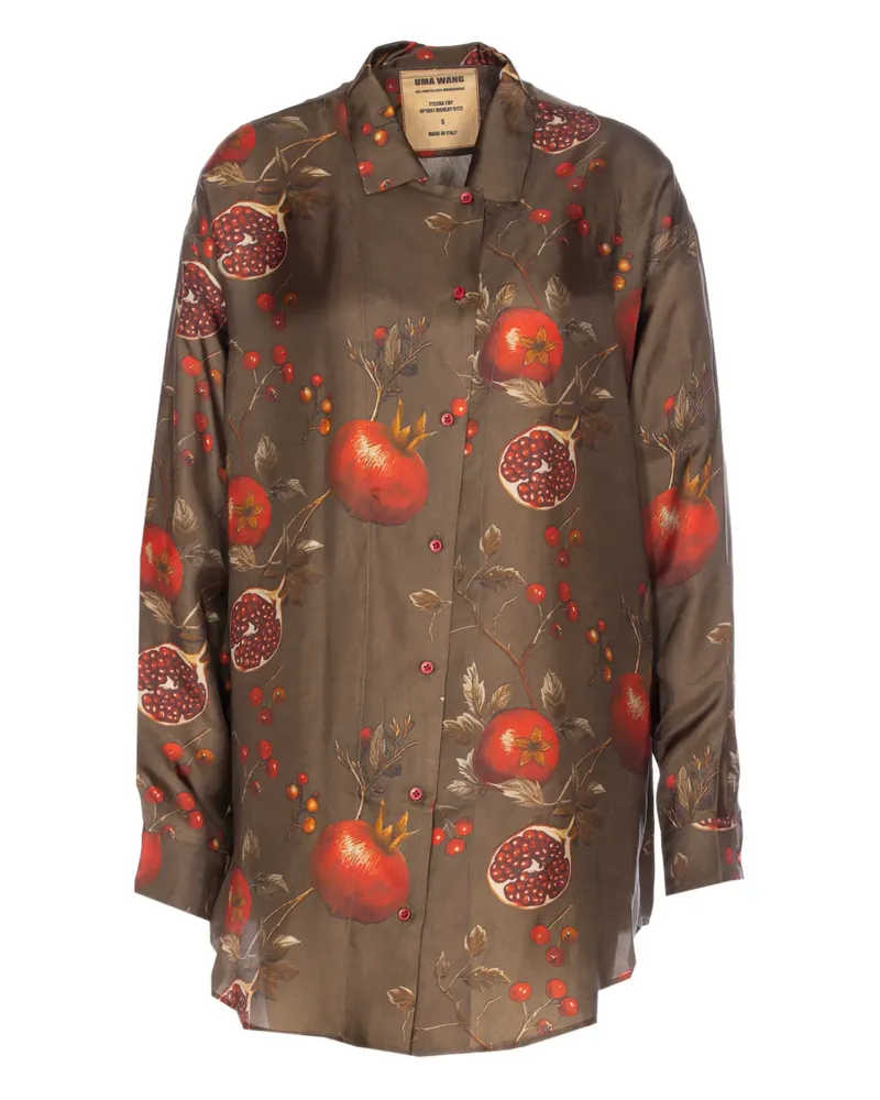 Uma Wang Asymmetrisches Oberteil mit Granatapfel-Print - Braun Braun