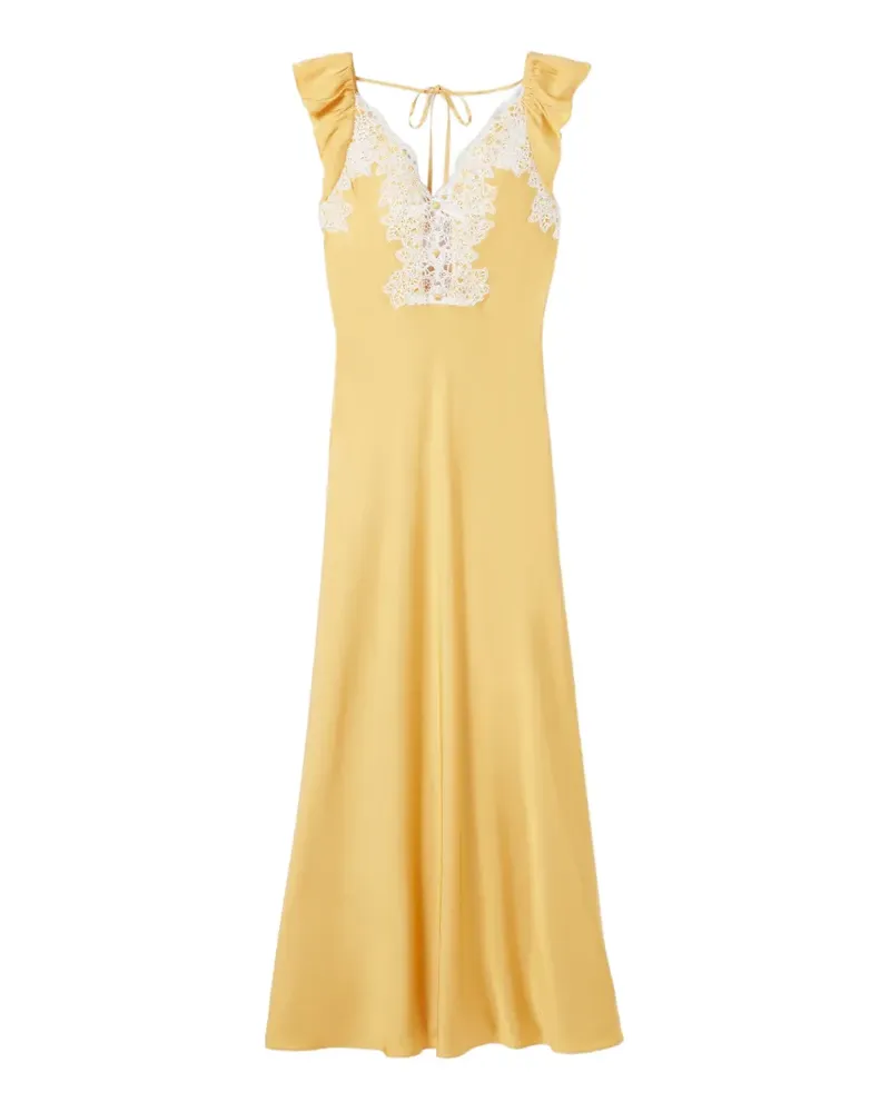Claudie Pierlot Kleid mit Spitzenbesatz - Gelb Gelb