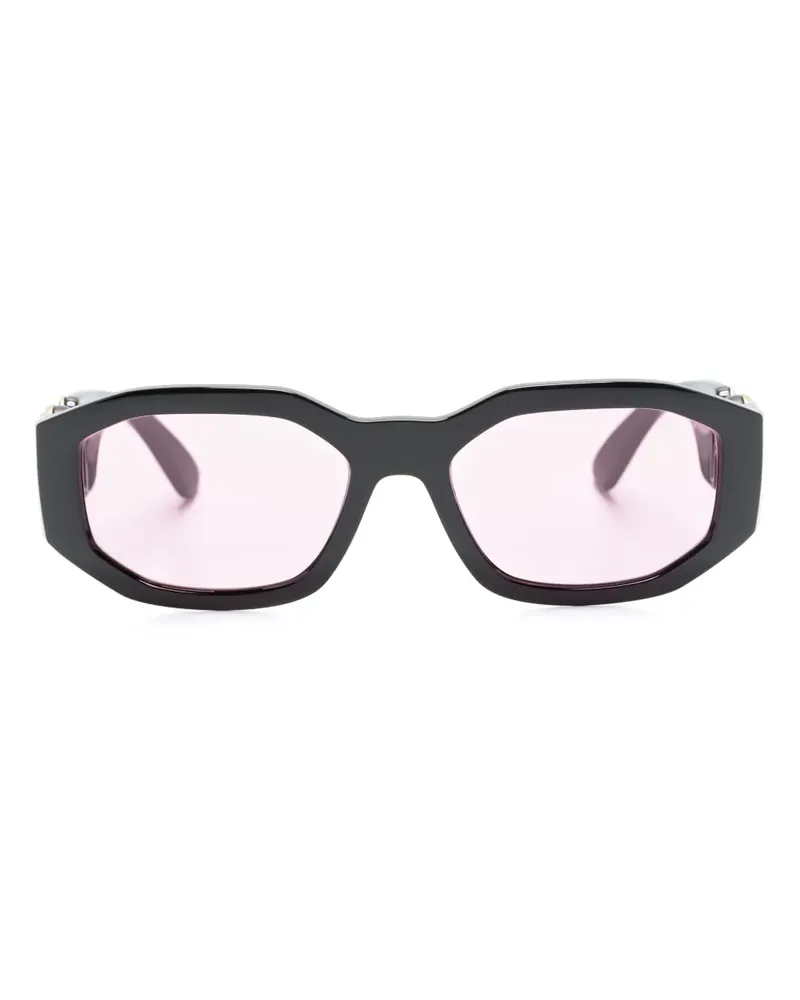 Versace Sechseckige Sonnenbrille mit Medusa - Schwarz Schwarz