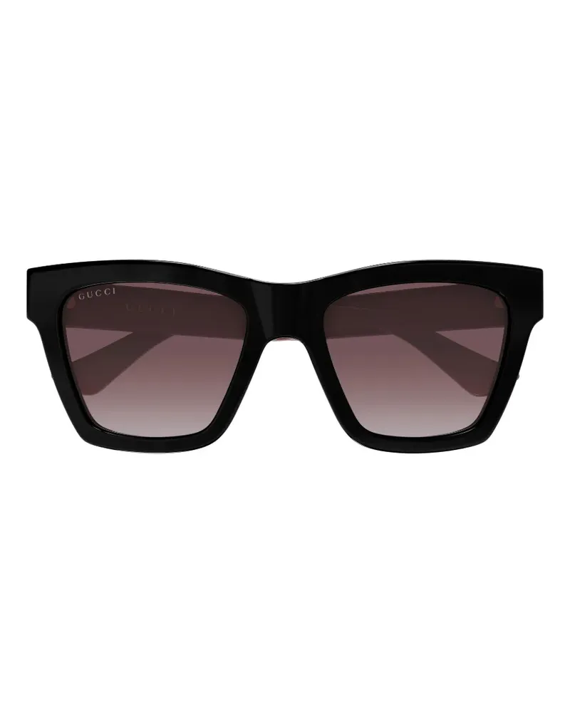Gucci Eckige Sonnenbrille mit GG - Schwarz Schwarz