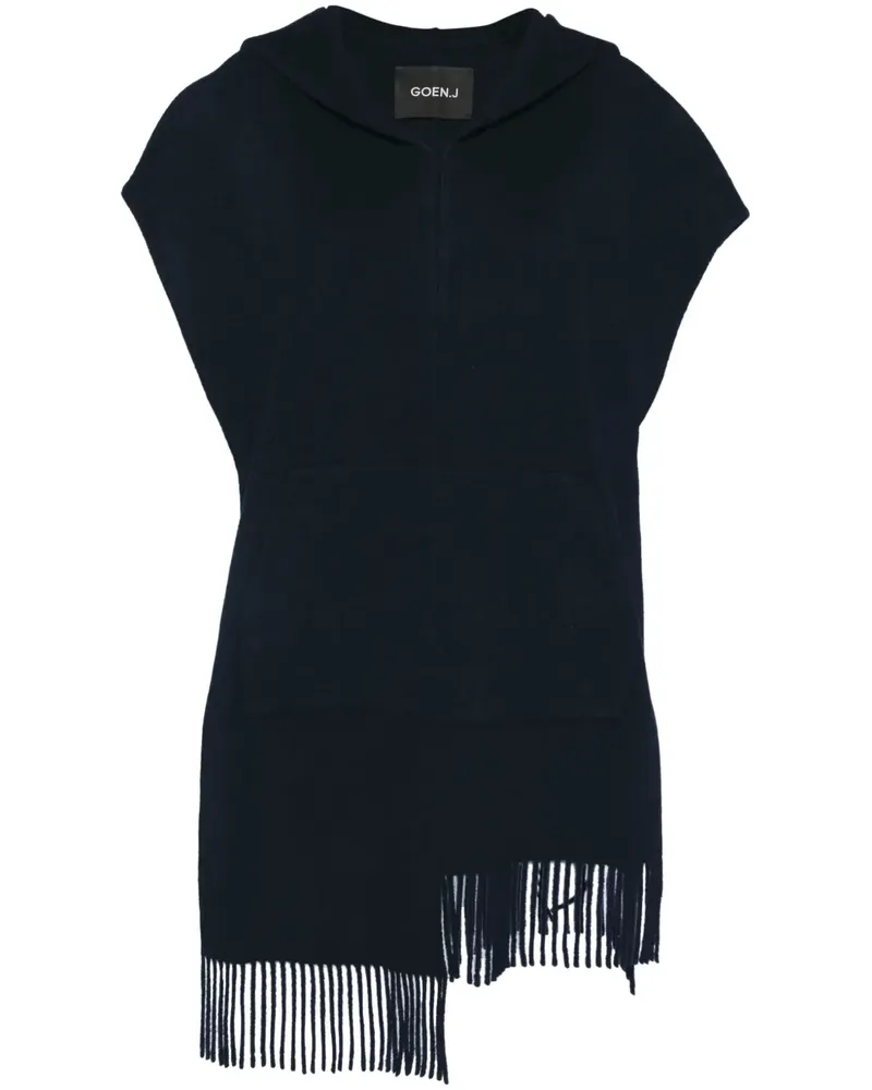 GOEN.J Poncho mit Fransen - Blau Blau