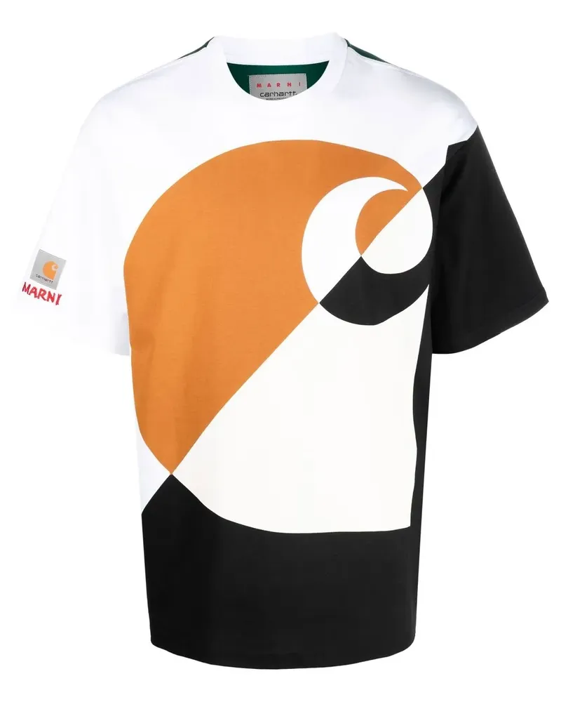 Marni x Carhartt WIP T-Shirt in Colour-Block-Optik - Weiß Weiß