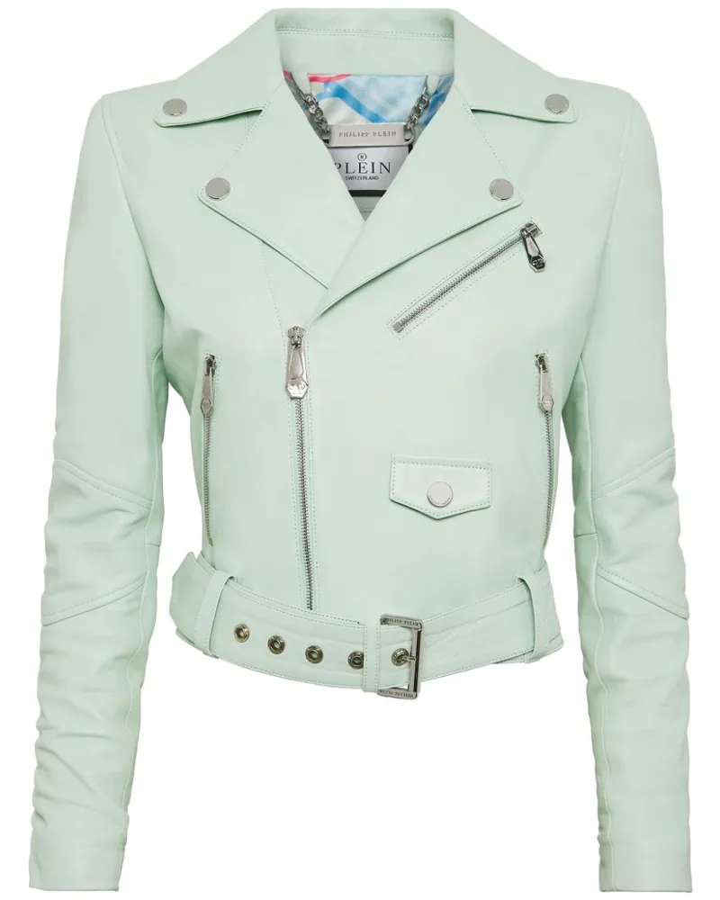 Philipp Plein Cropped-Bikerjacke Grün