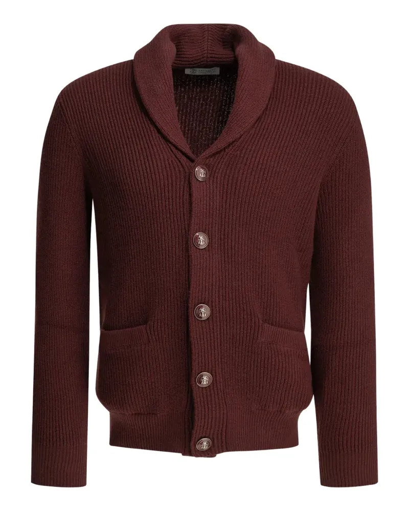 Brunello Cucinelli Gerippter Cardigan mit Schalkragen - Rot Rot