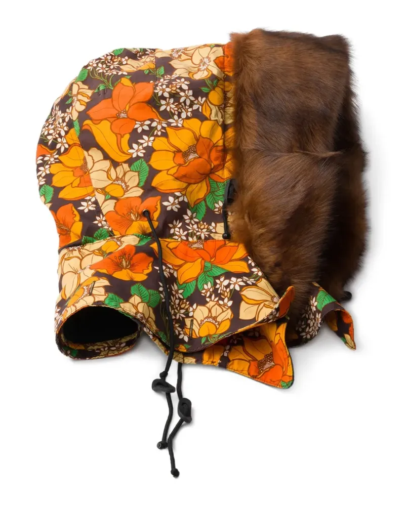 Prada Kapuze mit Shearling-Besatz - Braun Braun
