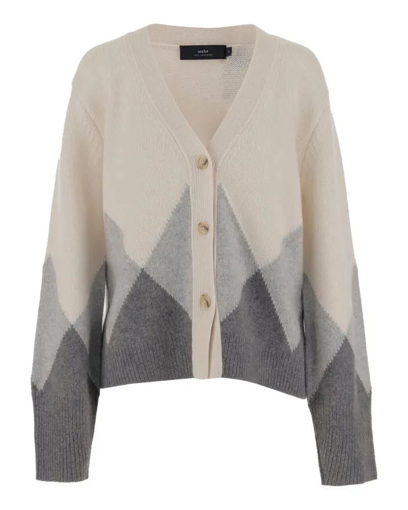arch4 Cardigan aus Kaschmir mit Zickzackmuster - Weiß Weiß