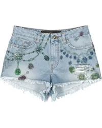 John Richmond Jeans-Shorts mit grafischem Print Blau