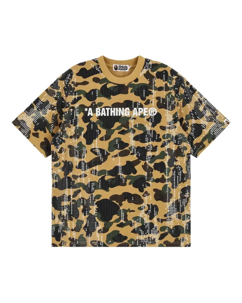 BAPE 1st Camo T-Shirt mit Pailletten - Gelb Gelb