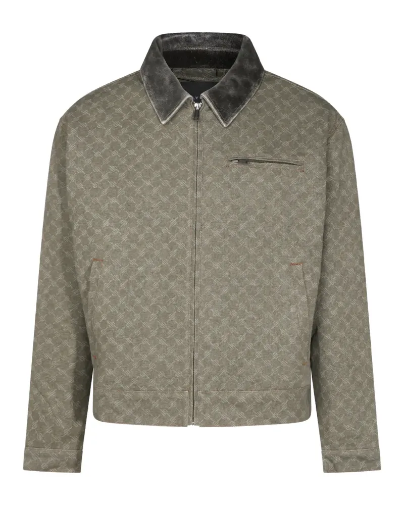 Daily Paper Jacke mit Monogramm und Lederkragen - Grün Grün