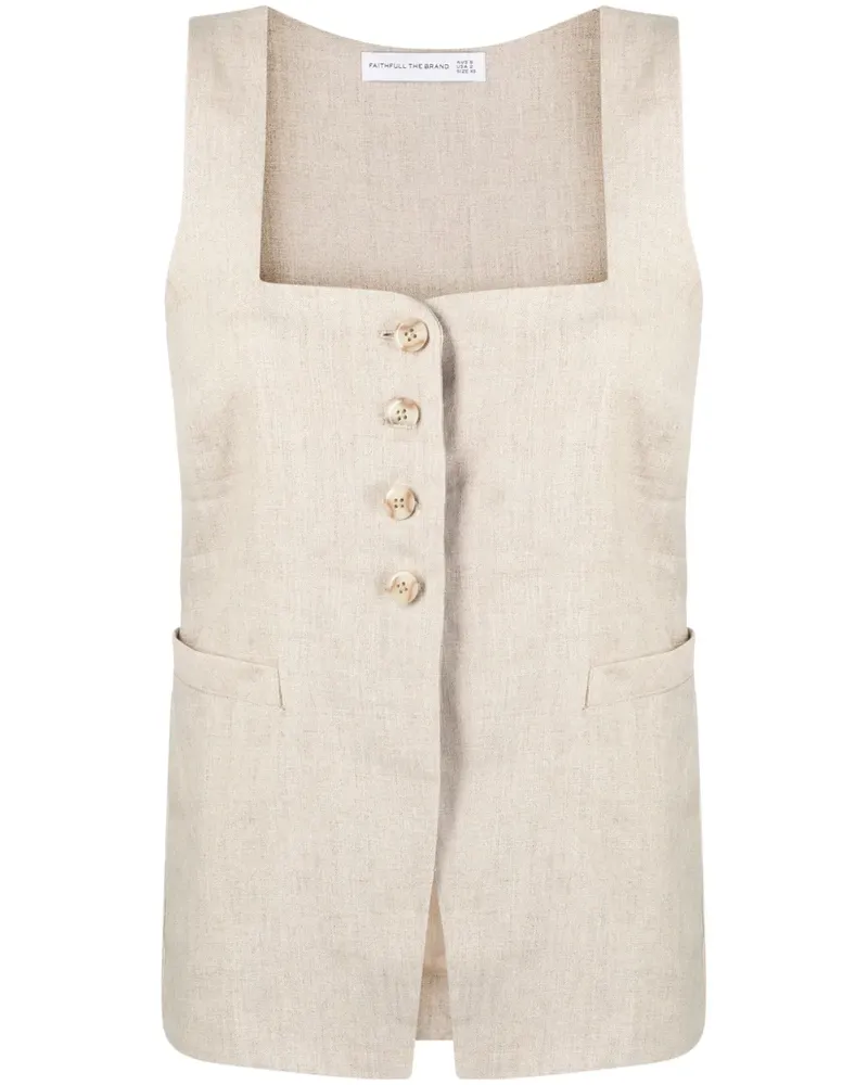 Faithfull The Brand Maya Top aus Leinen mit eckigem Ausschnitt - Nude Nude