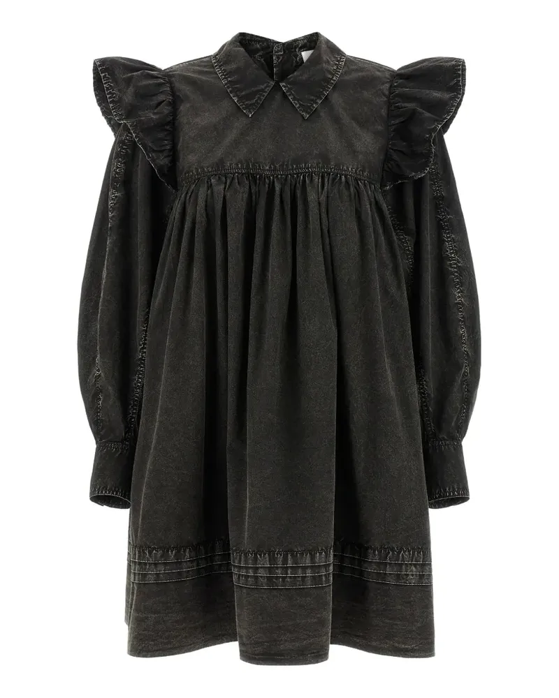 Ganni ruffled-detail mini dress - Schwarz Schwarz