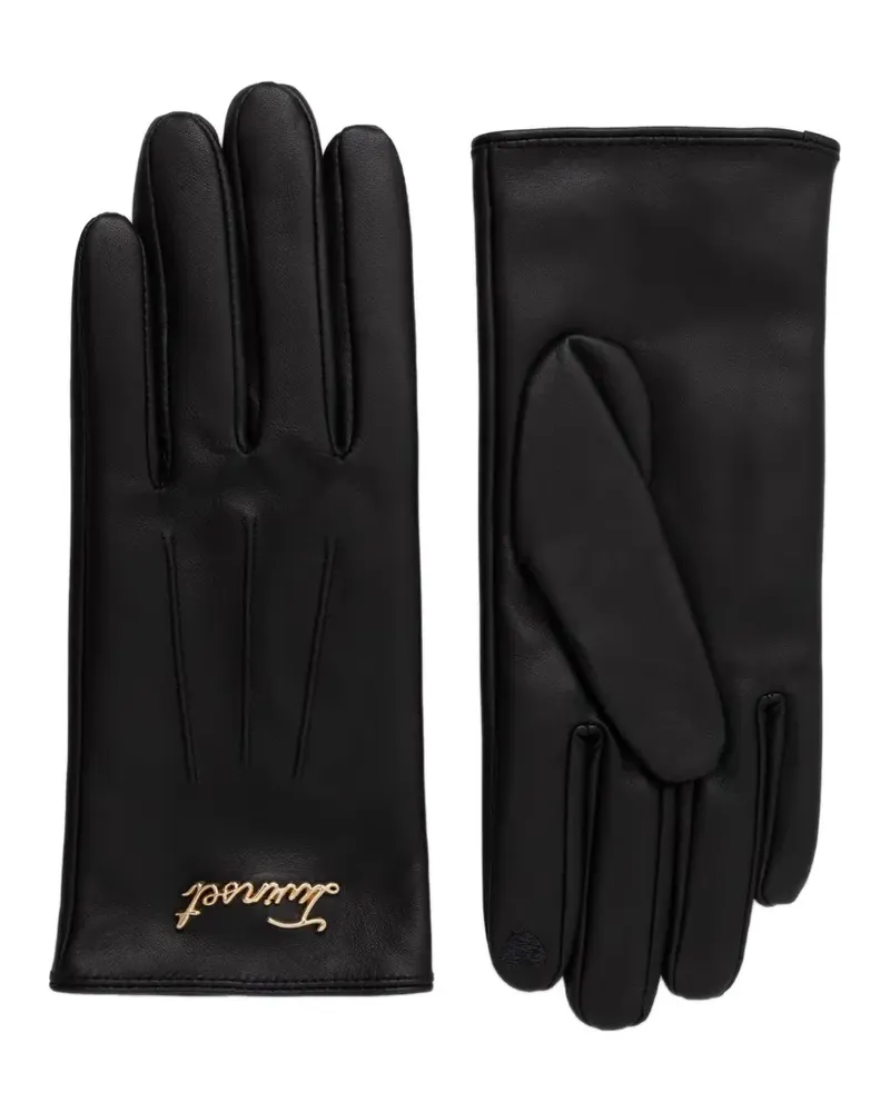 Twin-Set Handschuhe mit Ziernähten und Logo-Schild - Schwarz Schwarz