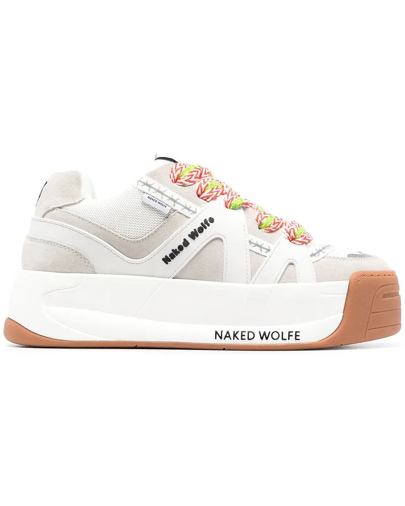 Naked Wolfe Slide Sneakers mit Plateau - Weiß Weiß