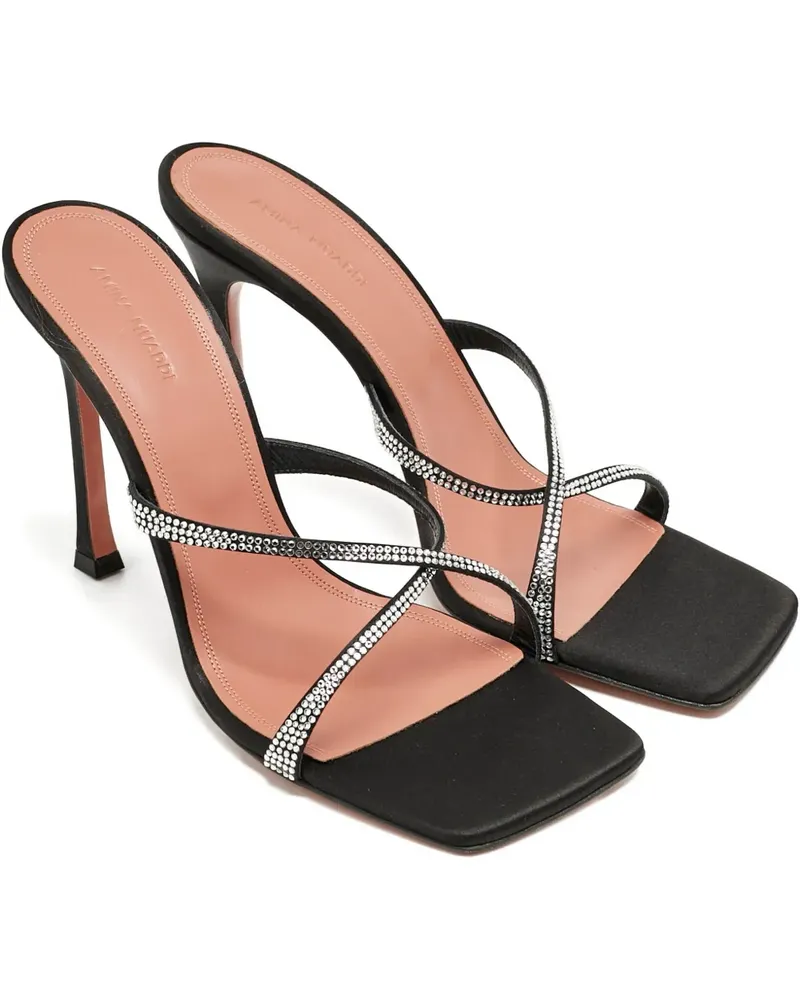 Amina Muaddi satin crisscross slide sandals - Schwarz Schwarz