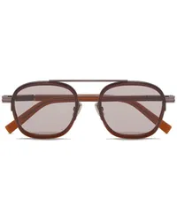 Ermenegildo Zegna Sonnenbrille mit ovalem Gestell Braun