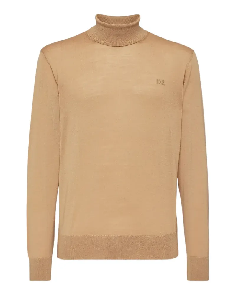 Dsquared2 Gerippter Pullover mit Logo - Nude Nude