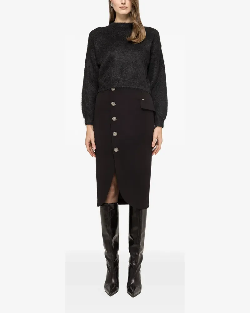 NISSA button-detail midi skirt - Schwarz Schwarz