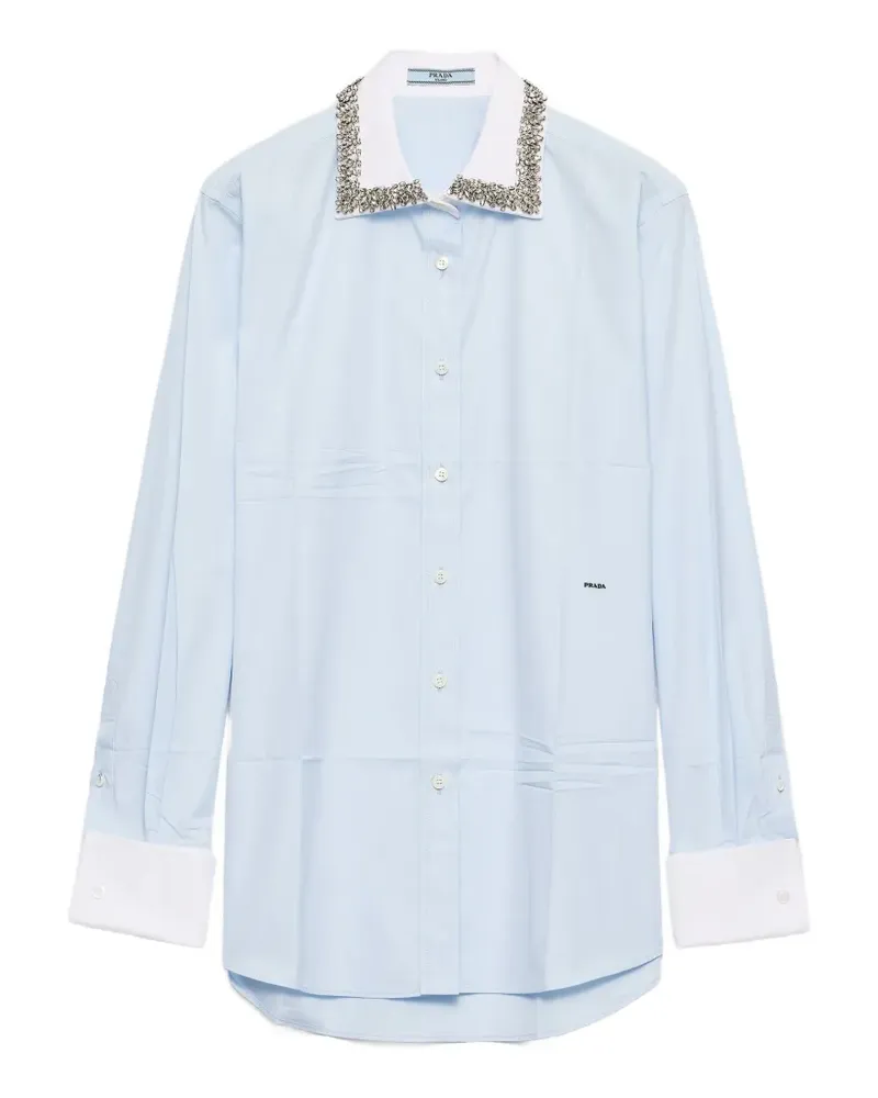 Prada embroidered poplin shirt - Blau Blau