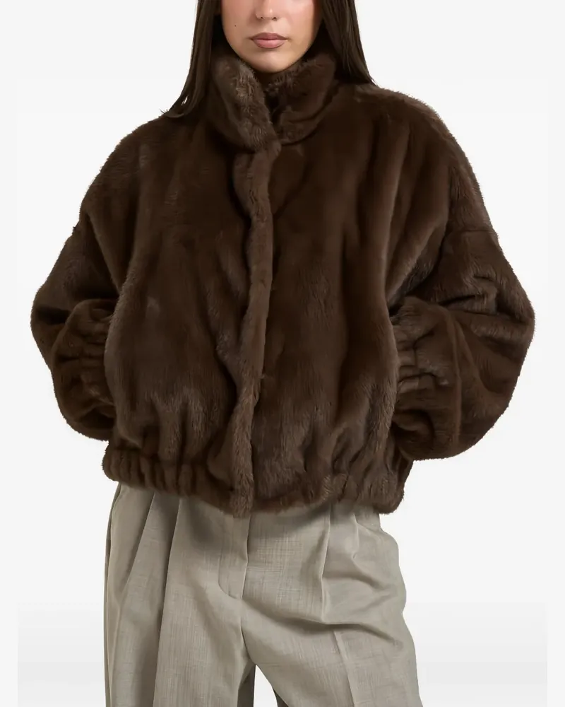 Max Mara Jacke aus Faux Fur mit Stretchbund - Braun Braun