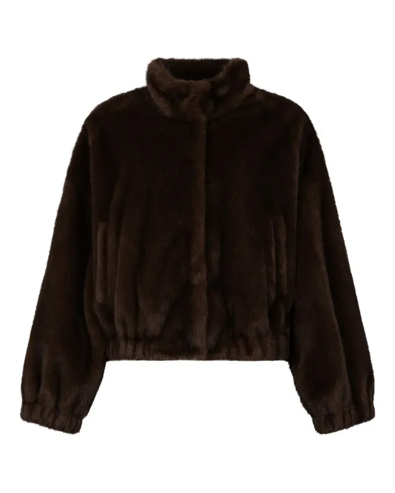 Max Mara faux-fur elasticated-trim coat - Braun Braun