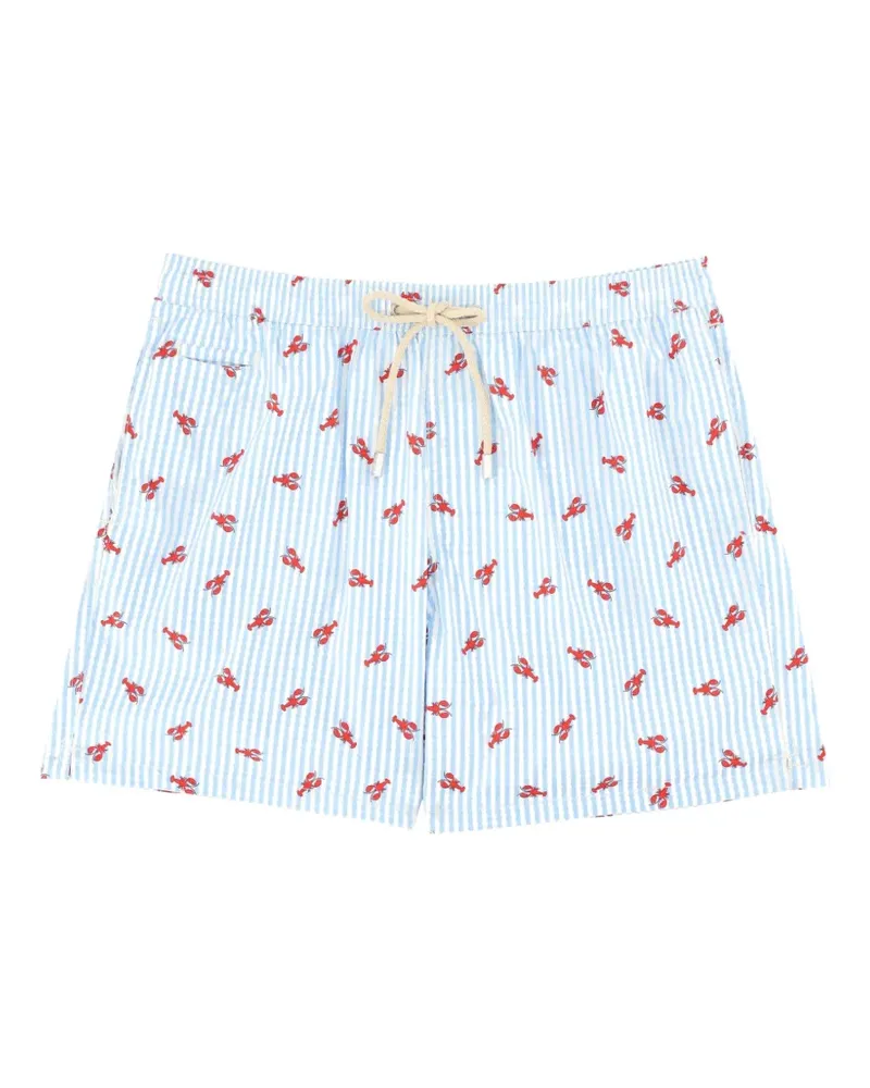 MC2 Saint Barth lobster-print striped swim shorts - Blau Blau
