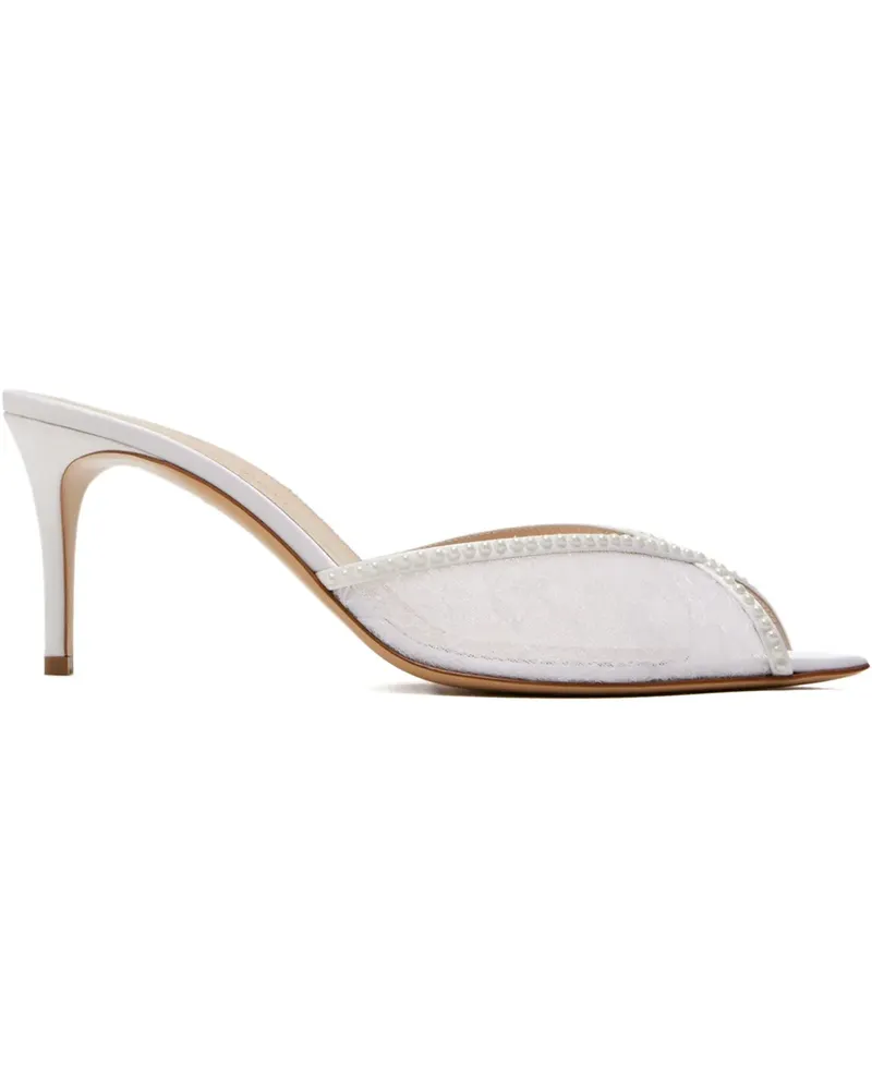 Andrea Wazen Katy Mules mit Perlen - Weiß Weiß