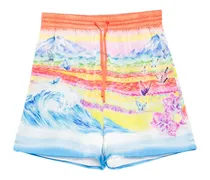 Shorts mit Landschaftswellen-Print - Orange