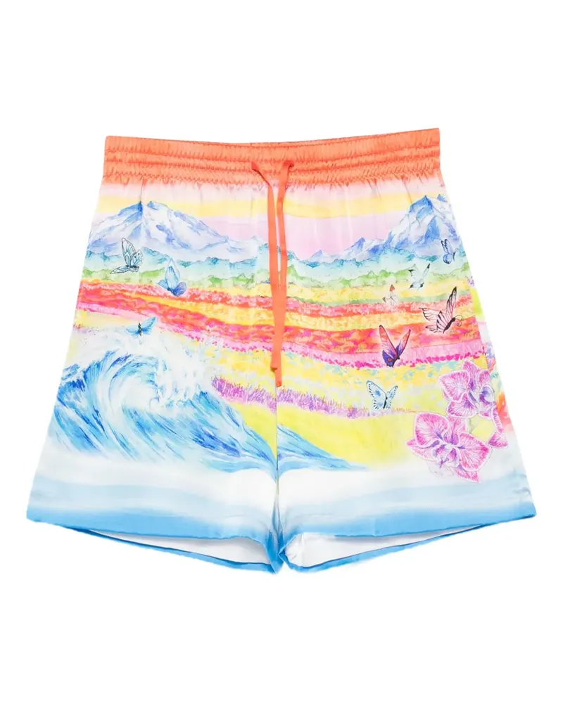 Casablanca Paris Shorts mit Landschaftswellen-Print - Orange Orange