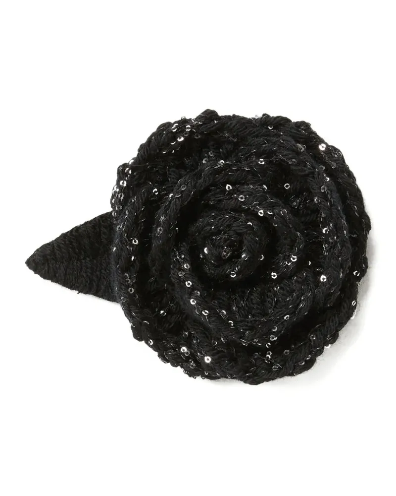 Alanui Rose Brosche mit Pailletten - Schwarz Schwarz