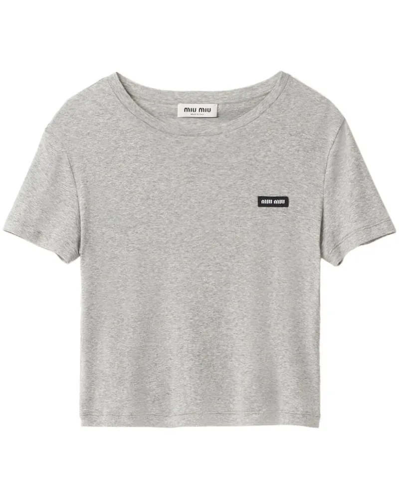Miu Miu T-Shirt mit Logo-Applikation - Grau Grau