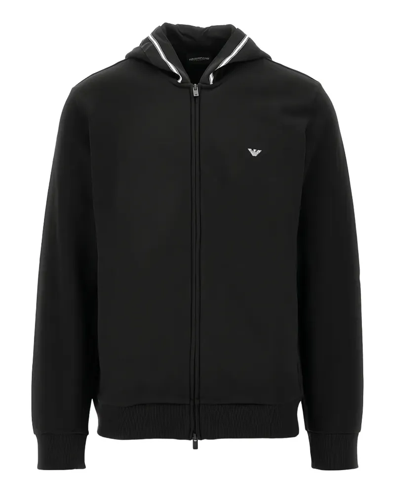 Emporio Armani Kapuzenjacke mit Logo-Print - Schwarz Schwarz