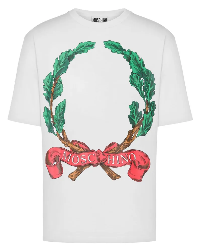 Moschino T-Shirt mit Laurel-Print - Weiß Weiß