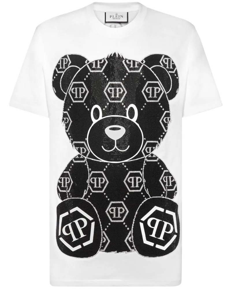 Philipp Plein T-Shirt mit Teddy-Print - Weiß Weiß