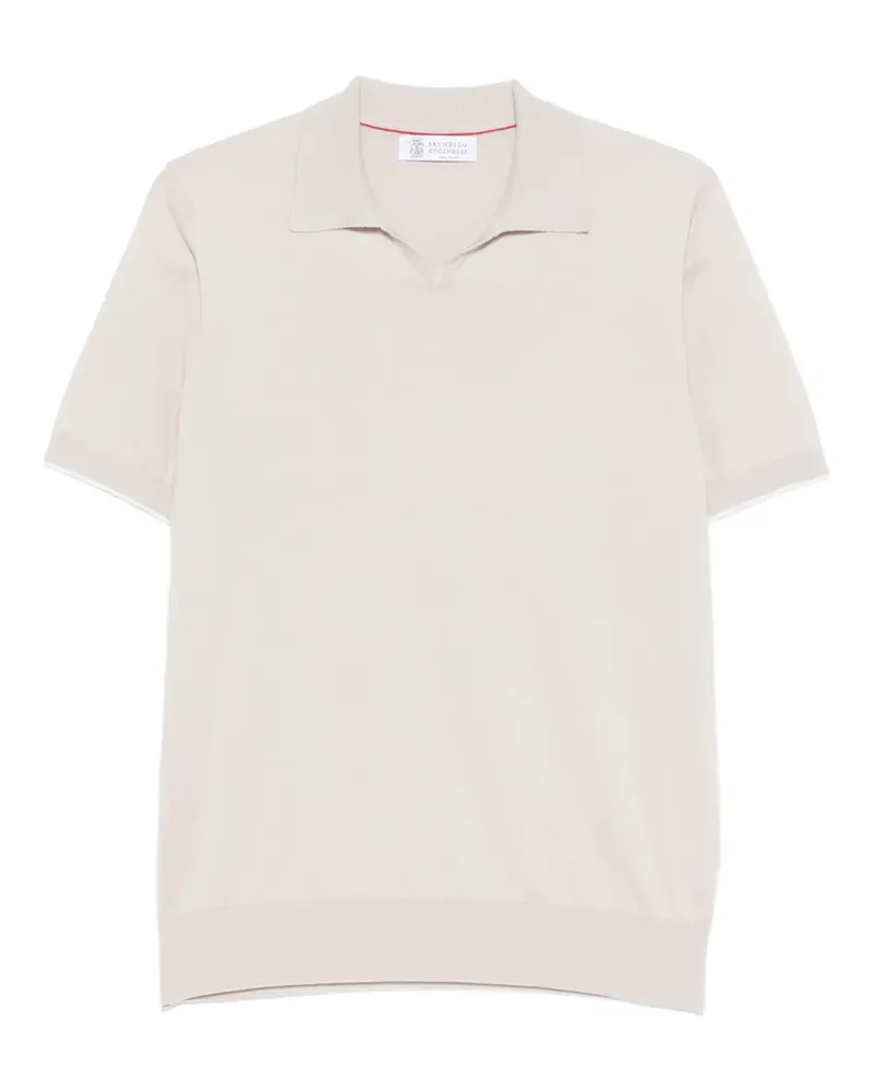 Brunello Cucinelli knitted cotton polo shirt - Nude Nude