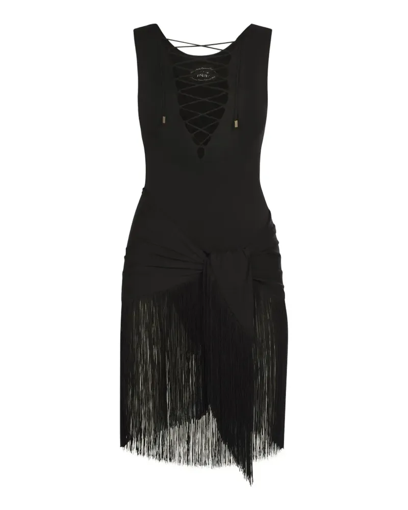 Taller Marmo Sahara lace-up swimsuit and pareo set - Schwarz Schwarz