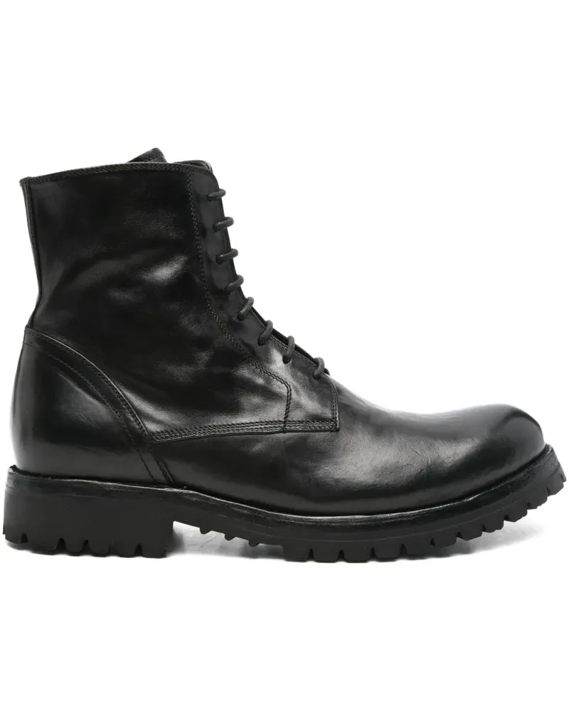Officine Creative Italia Ikonic 001 Schnürstiefel mit Reißverschluss - Schwarz Schwarz
