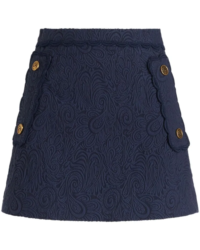 Etro Minirock in A-Linie aus Paisley-Jacquard - Blau Blau
