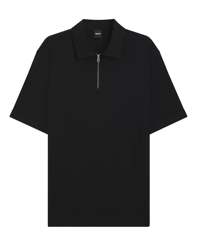 HUGO BOSS Poloshirt mit Reißverschluss - Schwarz Schwarz
