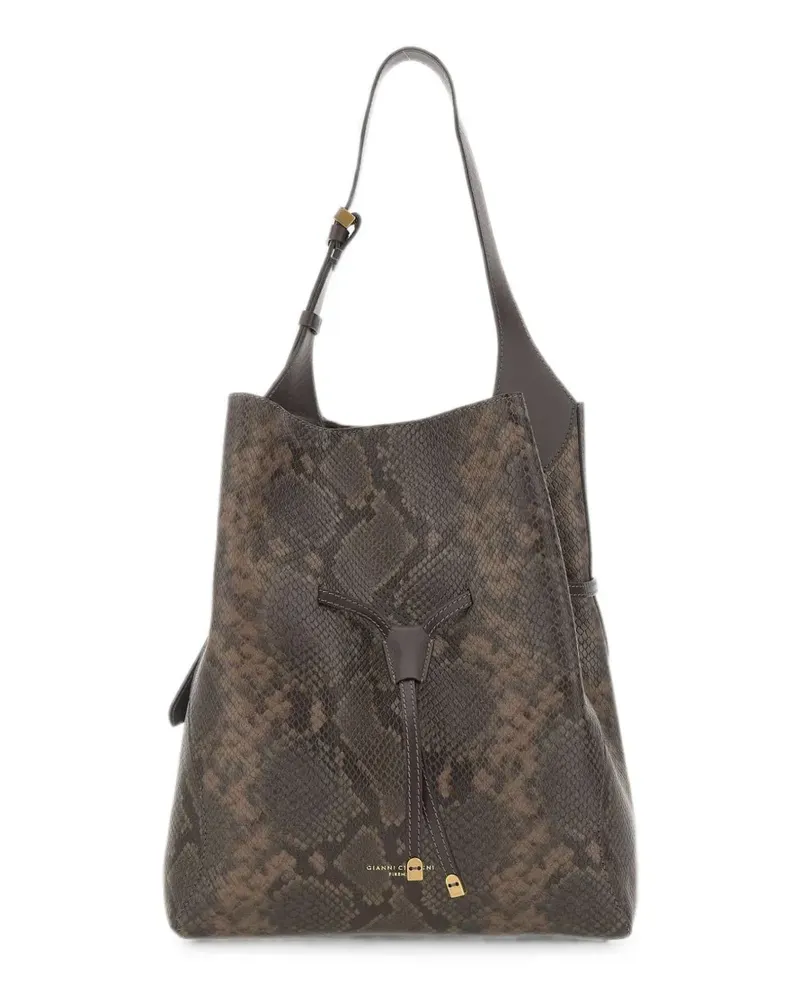 Gianni Chiarini Sienna python-effect leather bucket bag - Braun Braun