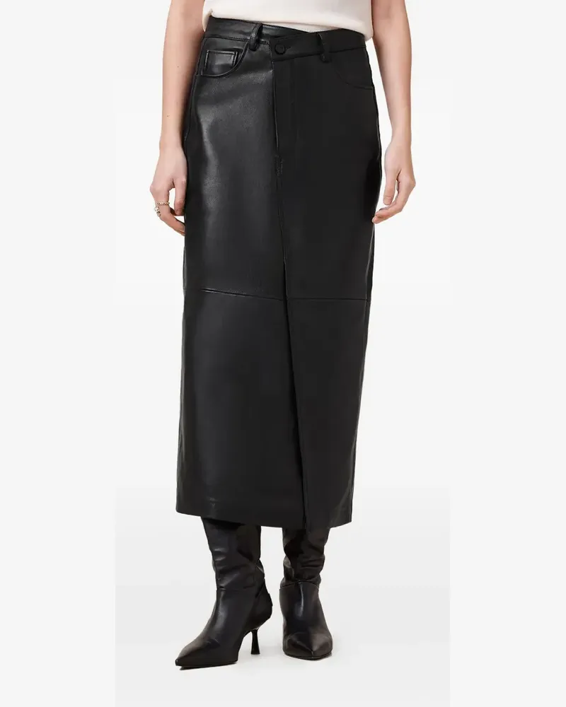 AllSaints Eden Midirock aus Leder - Schwarz Schwarz